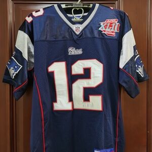 NFL Patriots Navy Jersey with Red and White Accents